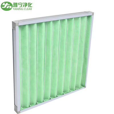 Tipo liso filtros de ar verdes do saco com metal tomado partido dobro Mesh Folding