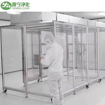 Stand de sala limpa modular personalizável com estrutura de aço inoxidável e painéis acrílicos