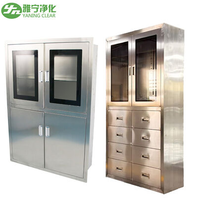 Armário médico de aço inoxidável 304 de porta de vidro com recurso à prova de umidade para armazenamento de medicamentos hospitalares