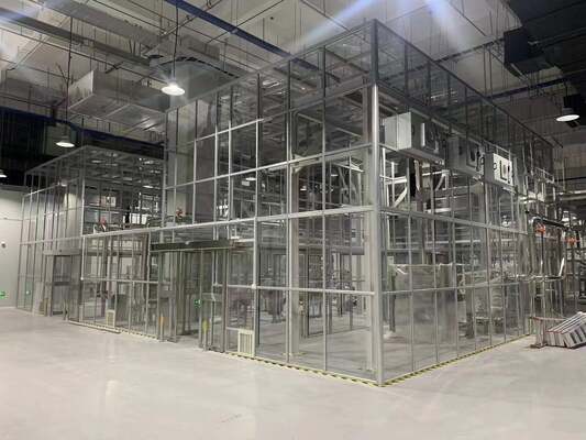 Cabine de Sala Limpa ISO 5 com Construção em Aço Inoxidável 304 e Filtro HEPA H14 para Manuseio de Pó Farmacêutico